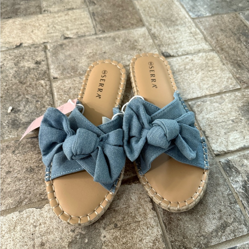 Sfera Blue Bow Slide Sandals